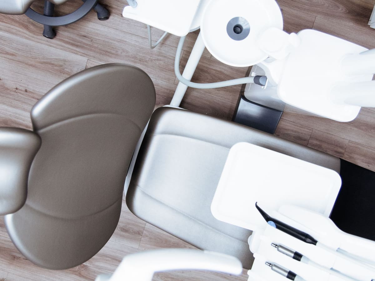 Dental treatment chair and instruments in a modern practice